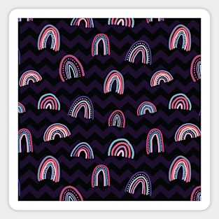 Pastel doodle Rainbows Dark Magnet